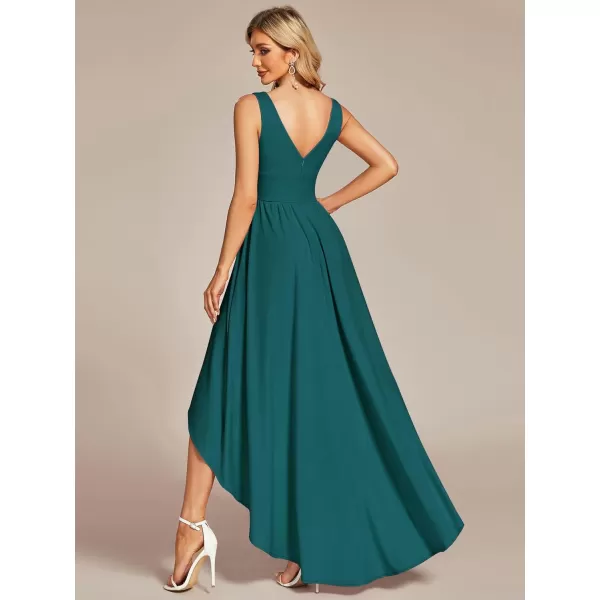 EverPretty Womens VNeck FloorLength Sleeveless High Low ALine Formal Dresses 01750Teal