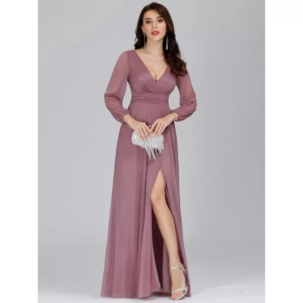 EverPretty Womens VNeck Front Wrap High Thigh Slit Evening Dress 0739Orchid