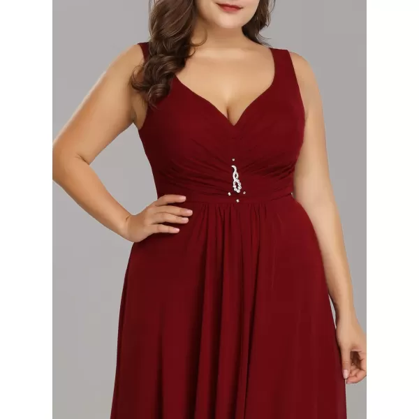 EverPretty Womens VNeck HighLow Wedding Party Bridesmaid Dresses Plus Size 09983Burgundy