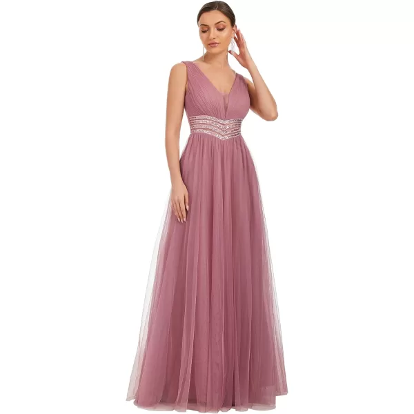EverPretty Womens VNeck Pleated Sequin Sleeveless Tulle Long Evening Gowns 0062BOrchid