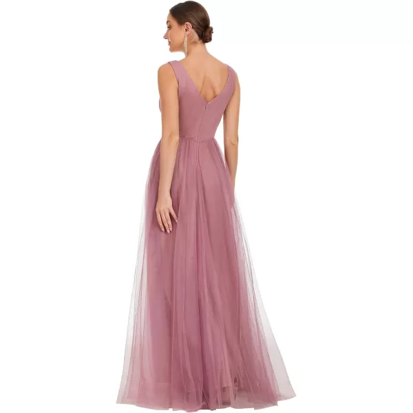 EverPretty Womens VNeck Pleated Sequin Sleeveless Tulle Long Evening Gowns 0062BOrchid