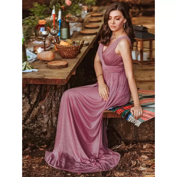 EverPretty Womens VNeck Ruched Empire Wasit Bridesmaid Dresses 07764USAOrchid