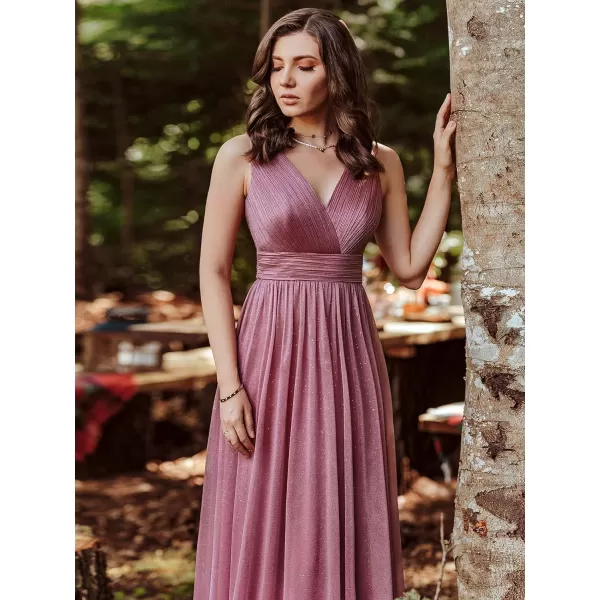 EverPretty Womens VNeck Ruched Empire Wasit Bridesmaid Dresses 07764USAOrchid