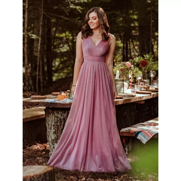 EverPretty Womens VNeck Ruched Empire Wasit Bridesmaid Dresses 07764USAOrchid