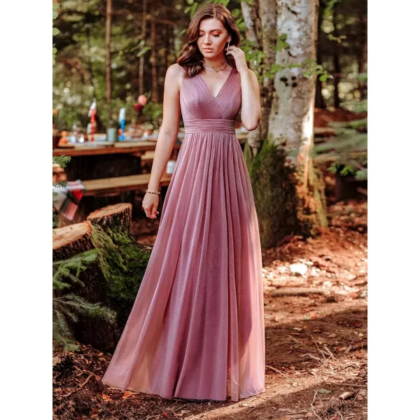 EverPretty Womens VNeck Ruched Empire Wasit Bridesmaid Dresses 07764USAOrchid