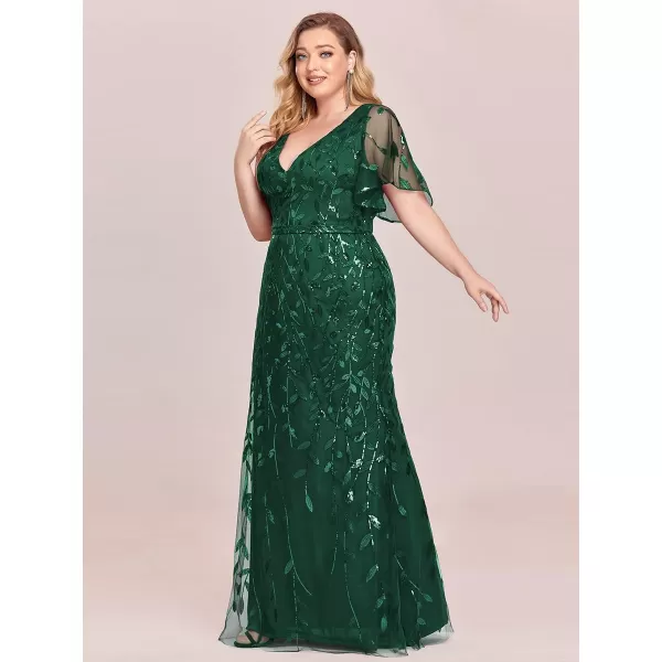 EverPretty Womens VNeck Sparkly Embroidery Formal Dresses Plus Size Sequin Mother of The Bride Dresses 0692PZUSADark Green