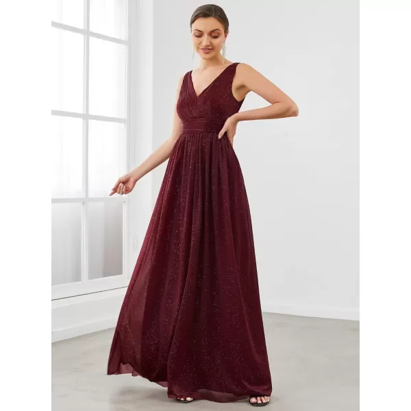 EverPretty Womens VNeckline Sexy Long A Line Evening Cocktail Dresses Burgundy US1016 Burgundy