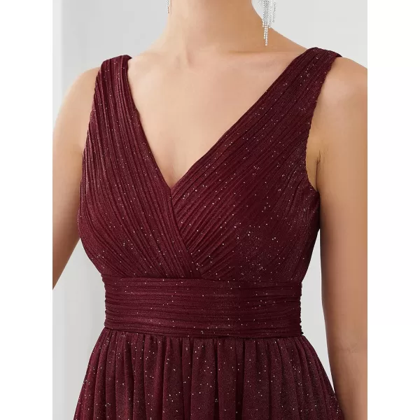 EverPretty Womens VNeckline Sexy Long A Line Evening Cocktail Dresses Burgundy US1016 Burgundy