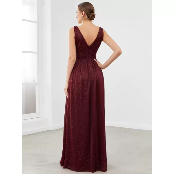 EverPretty Womens VNeckline Sexy Long A Line Evening Cocktail Dresses Burgundy US1016 Burgundy