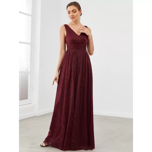 EverPretty Womens VNeckline Sexy Long A Line Evening Cocktail Dresses Burgundy US1016 Burgundy