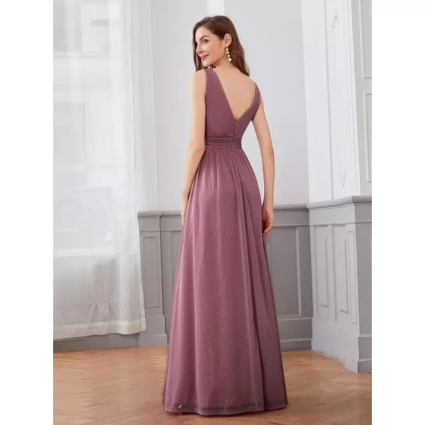 EverPretty Womens VNeckline Sexy Long A Line Evening Cocktail Dresses Burgundy US10One Size Purple Orchid