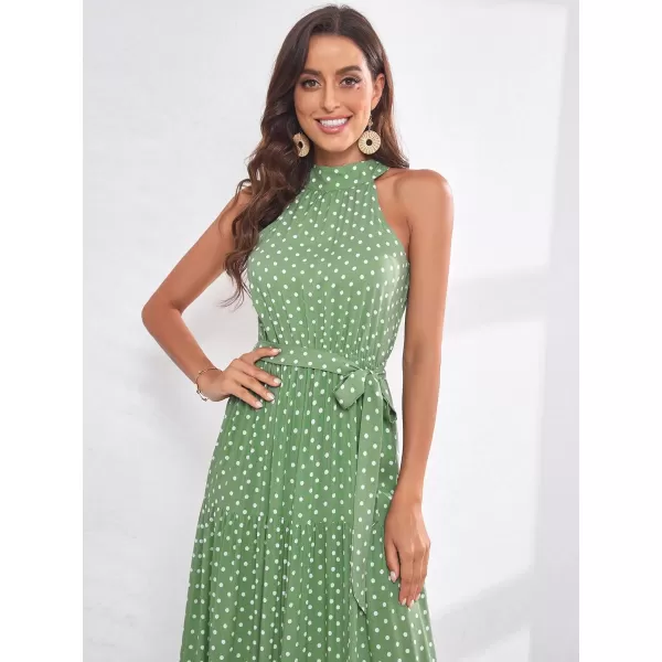 EverPretty Womens Vintage Halter Neck Sleeveless Floral Print Summer Maxi Beach Dresses 40397Green