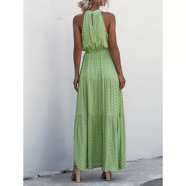 EverPretty Womens Vintage Halter Neck Sleeveless Floral Print Summer Maxi Beach Dresses 40397Green