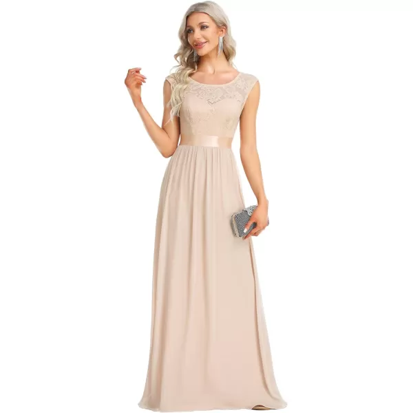 EverPretty Womens Womens Crew Neck Ruched Empire Wasit Bridesmaid DressesAblush