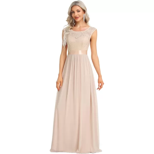 EverPretty Womens Womens Crew Neck Ruched Empire Wasit Bridesmaid DressesAblush