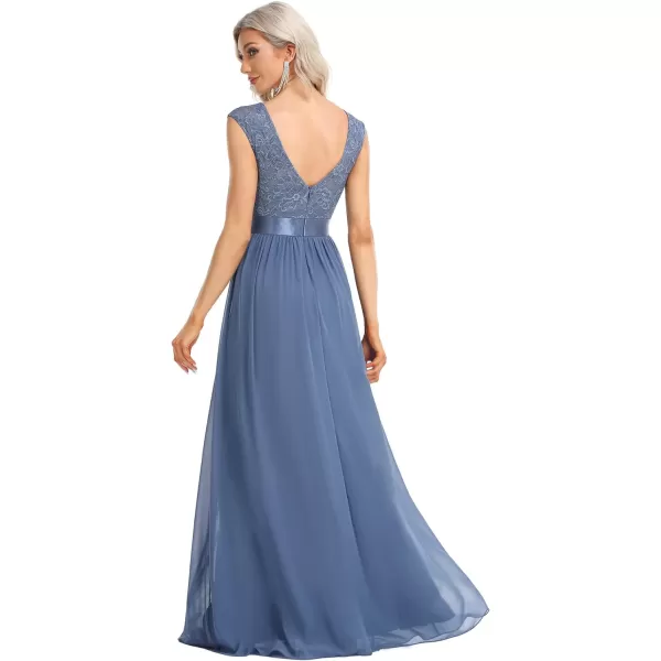 EverPretty Womens Womens Crew Neck Ruched Empire Wasit Bridesmaid DressesAhaze Blue