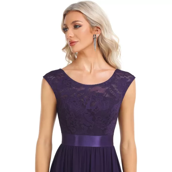 EverPretty Womens Womens Crew Neck Ruched Empire Wasit Bridesmaid DressesApurple