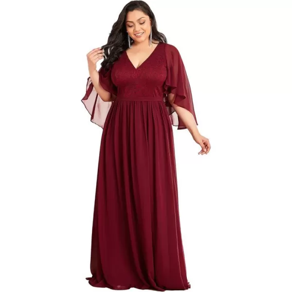 EverPretty Plus Size Chiffon Floor Length Lace Top ALine Evening Gowns Burgundy US22EverPretty Plus Size Chiffon Floor Length Lace Top ALine Evening Gowns Burgundy US22