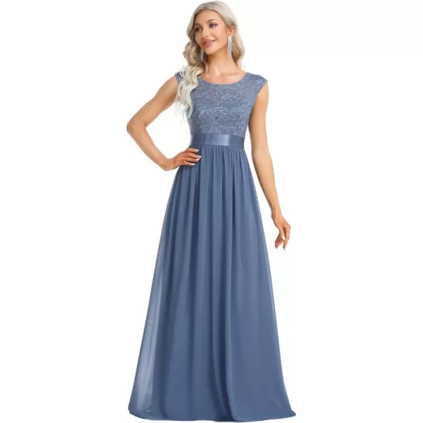 EverPretty Women Elegant 34 Sleeve Empire Waist Maxi Bridesmaid Dresses 07412Ahaze Blue