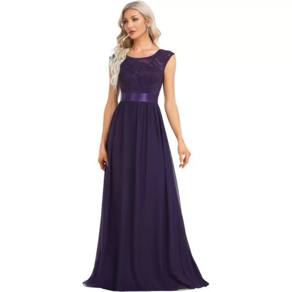 EverPretty Women Elegant 34 Sleeve Empire Waist Maxi Bridesmaid Dresses 07412Apurple