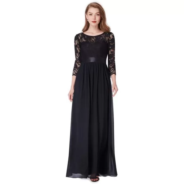 EverPretty Women Elegant 34 Sleeve Empire Waist Maxi Bridesmaid Dresses 07412Black