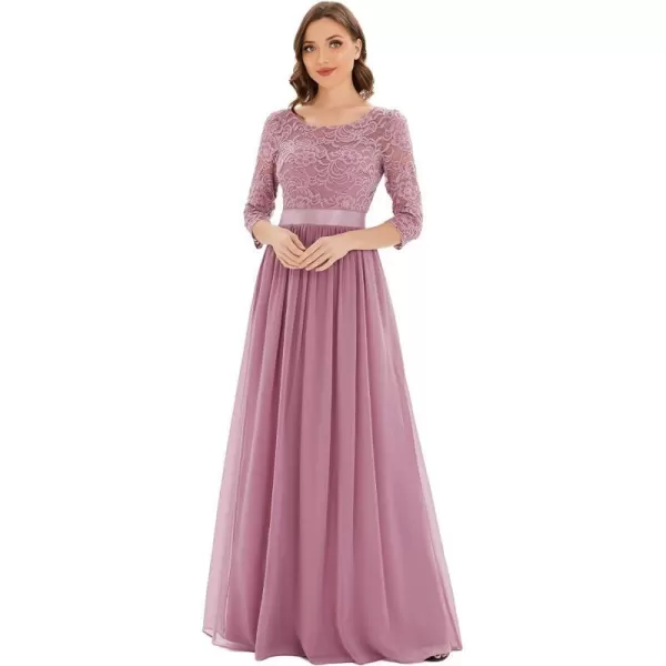 EverPretty Women Elegant 34 Sleeve Empire Waist Maxi Bridesmaid Dresses 07412Orchid