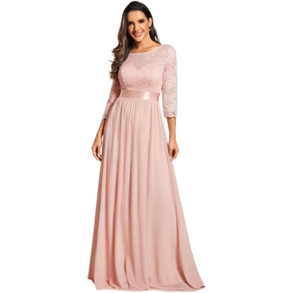 EverPretty Women Elegant 34 Sleeve Empire Waist Maxi Bridesmaid Dresses 07412Pink