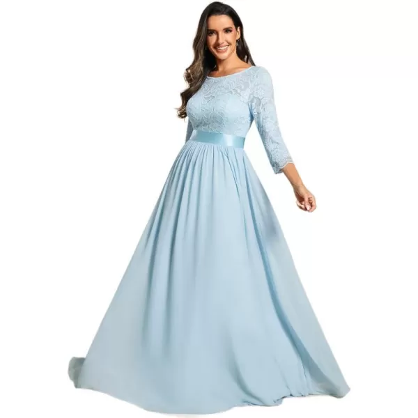 EverPretty Women Elegant 34 Sleeve Empire Waist Maxi Bridesmaid Dresses 07412Sky Blue