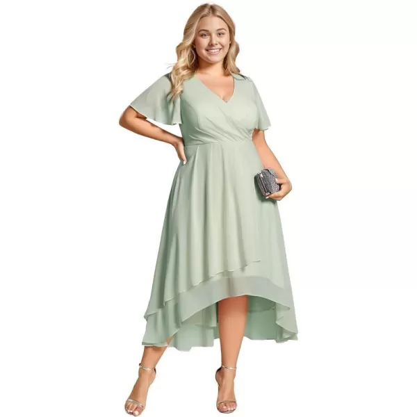 EverPretty Womens A Line Curvy Pleated Chiffon Plus Size Semi Formal DressAmint Green