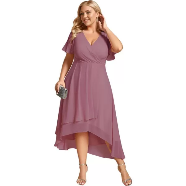 EverPretty Womens A Line Curvy Pleated Chiffon Plus Size Semi Formal DressAorchid