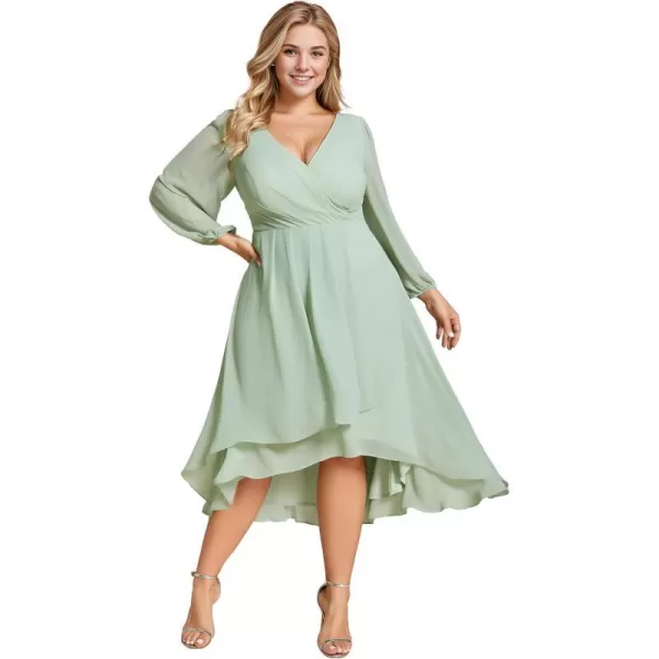 EverPretty Womens A Line Pleated V Neck Midi Plus Size Wedding Guest Dresses for Curvy Women 01926DAMint Green