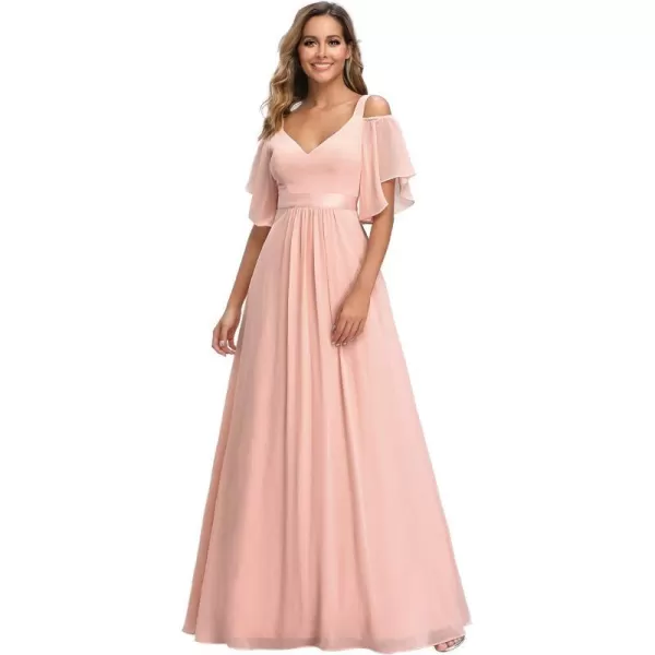 EverPretty Womens ALine Cold Shoulder Bridesmaid Dress Evening Gowns 7871Pink