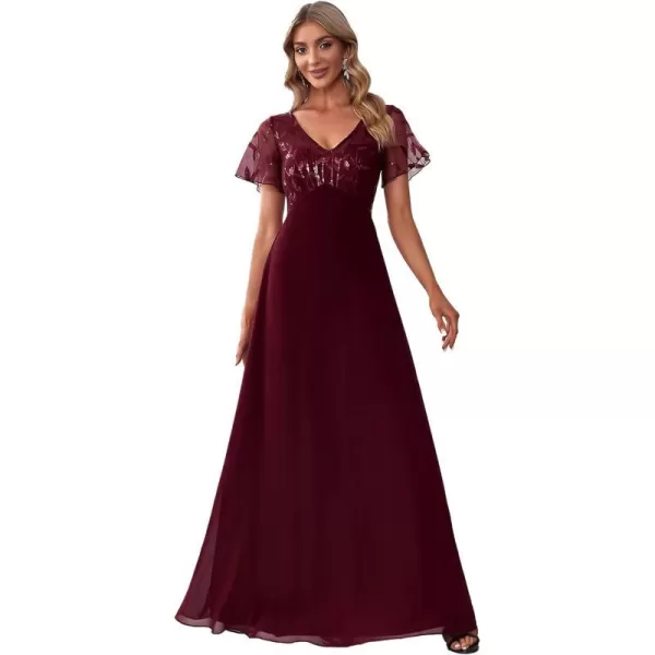 EverPretty Womens ALine Sweetheart Illusion Embroidered Maxi Party Evening Dress 7706Burgundy