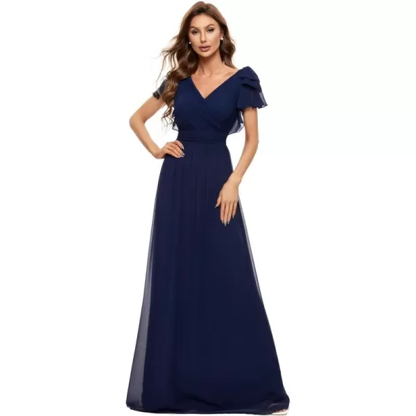 EverPretty Womens ALine Wedding Bridesmaid Dress Long Formal Dress 7709Navy