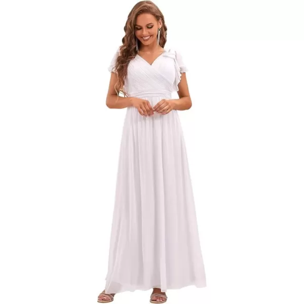 EverPretty Womens ALine Wedding Bridesmaid Dress Long Formal Dress 7709White