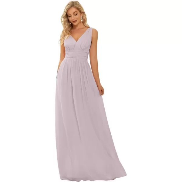 EverPretty Womens Bridesmaid Dress VNeck Sleeveless A Line Chiffon Floor Length Formal Dress 09016Lilac