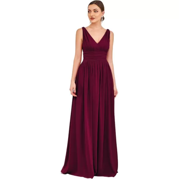 EverPretty Womens Bridesmaid Dress VNeck Sleeveless A Line Chiffon Floor Length Formal Dress 09016Mulberry