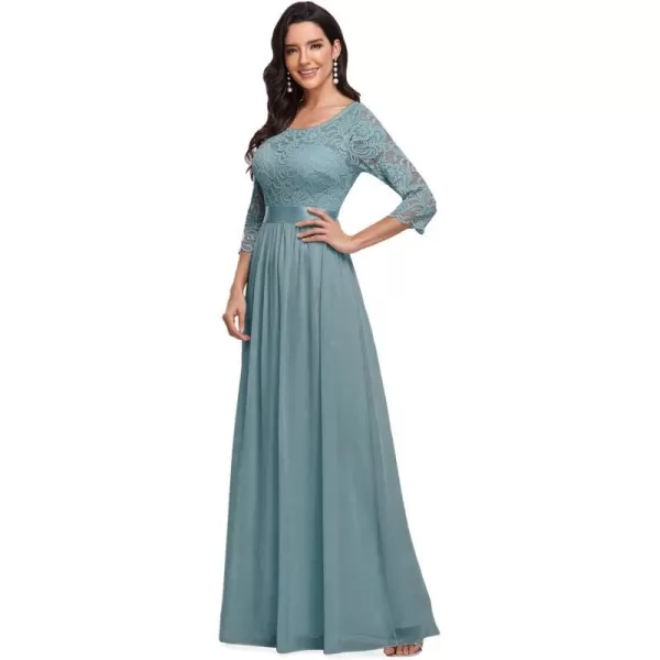 EverPretty Womens Bridesmaid Dresses 34 Sleeve Empire Waist Maxi Mother of The Bride DressesBlue