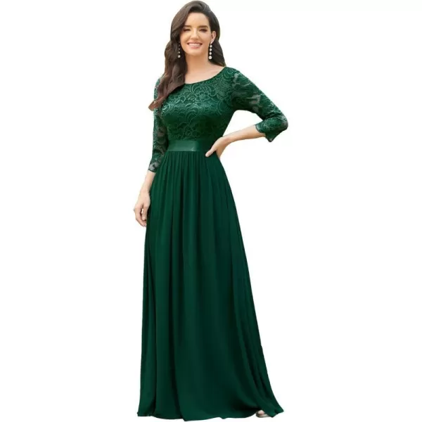 EverPretty Womens Bridesmaid Dresses 34 Sleeve Empire Waist Maxi Mother of The Bride DressesDark Green