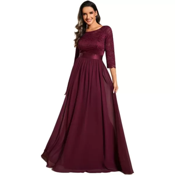 EverPretty Womens Bridesmaid Dresses 34 Sleeve Empire Waist Maxi Mother of The Bride DressesMulberry