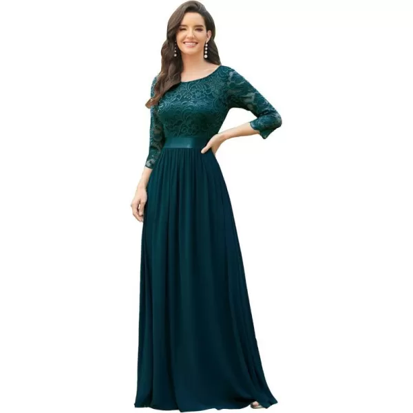 EverPretty Womens Bridesmaid Dresses 34 Sleeve Empire Waist Maxi Mother of The Bride DressesTeal