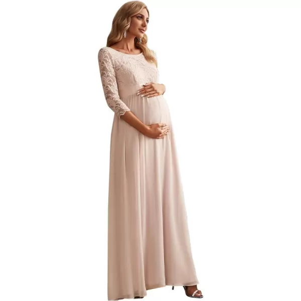 EverPretty Womens Chiffon 34 Sleeve Aline Lace Embroidery Maternity Dress 20797EYUSBlush