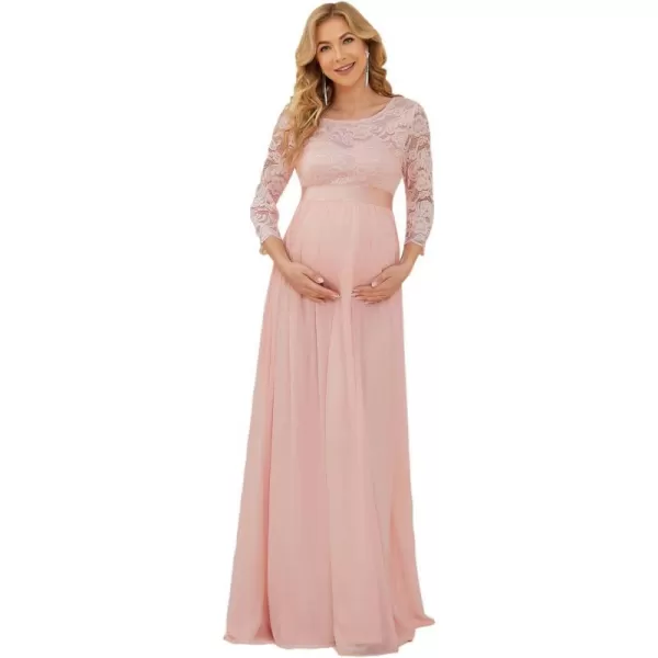 EverPretty Womens Chiffon 34 Sleeve Aline Lace Embroidery Maternity Dress 20797EYUSPink