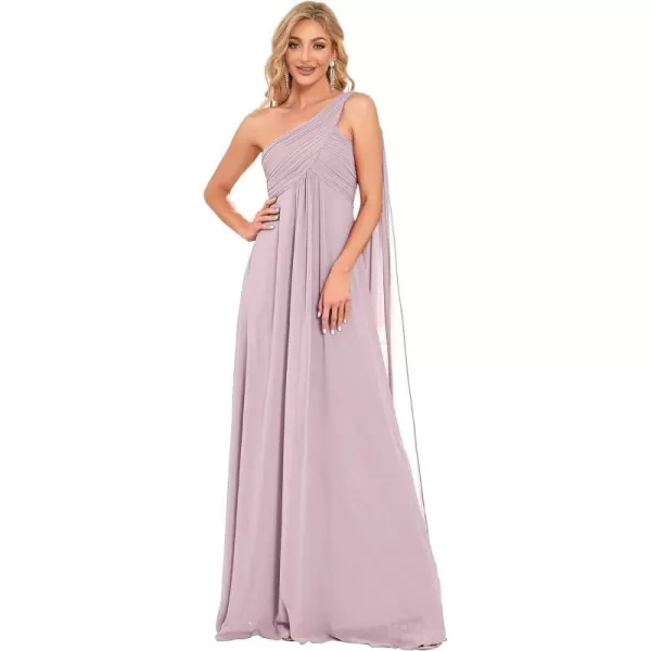 EverPretty Womens Chiffon Bridesmaid Dress OneShoulder Ruched Bust Long Flowy Formal Dresses 09816Liac