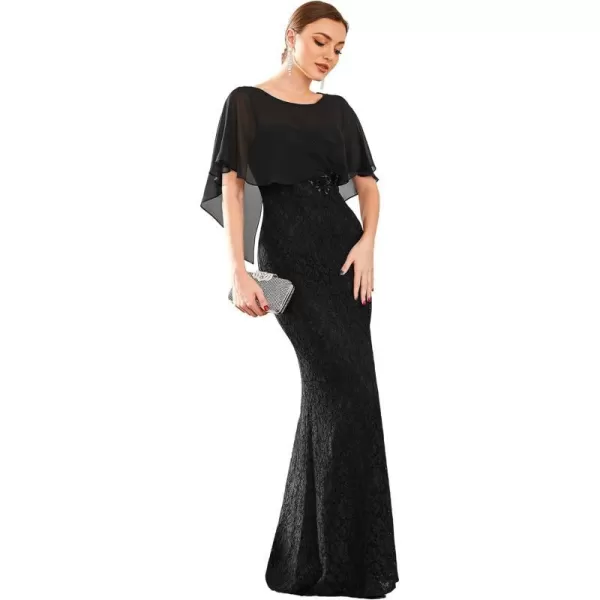 EverPretty Womens Crewneck Bodycon Mermaid Wedding Guest Mother of Bride Dress 0142ABlack