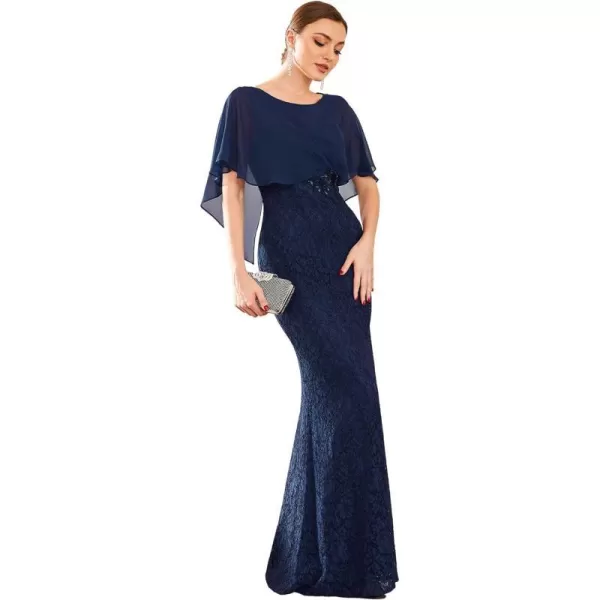 EverPretty Womens Crewneck Bodycon Mermaid Wedding Guest Mother of Bride Dress 0142ANavy Blue