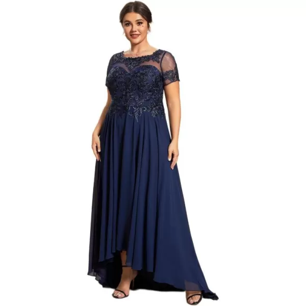 EverPretty Womens Custom Round Neck Embroidered SeeThrough Mother of The Bride Dress 01851PZNavy Blue