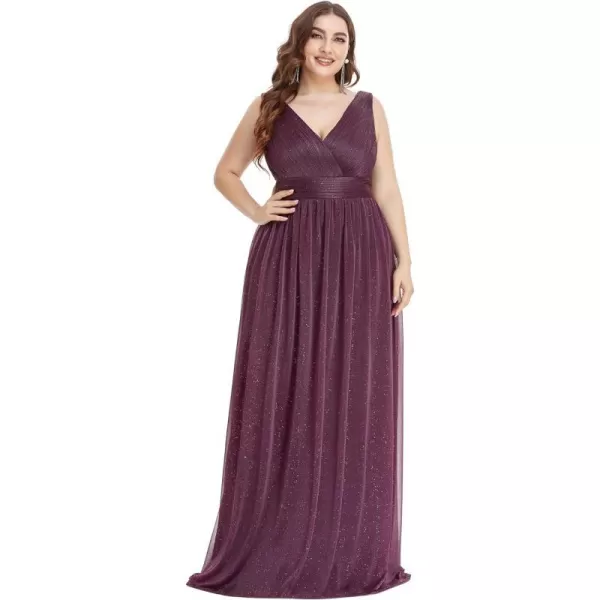 EverPretty Womens Custom VNeck Ruched Empire Wasit A Line Bridesmaid Dresses 07764Bdark Purple