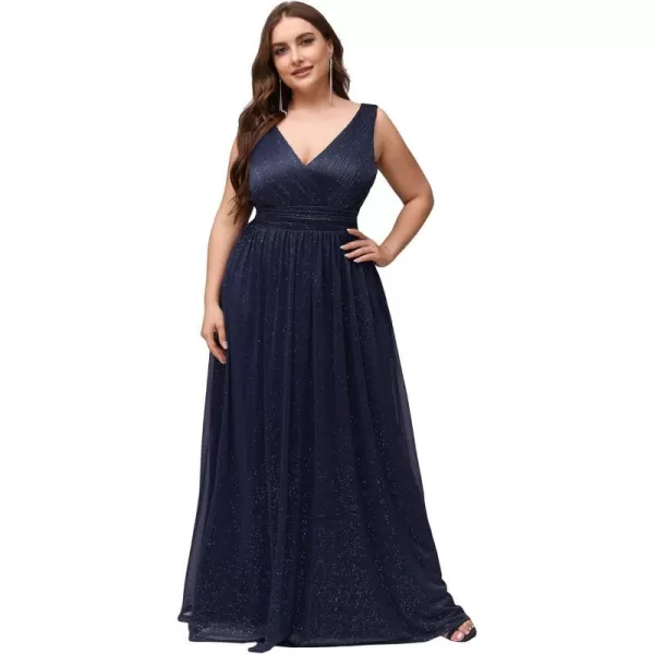 EverPretty Womens Custom VNeck Ruched Empire Wasit A Line Bridesmaid Dresses 07764Bnavy Blue