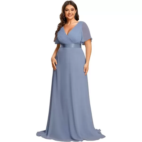 EverPretty Womens Double VNeck Formal Dresses Plus Size Bridesmaid Dress 09890PZSlate Blue